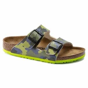 NEW BIRKENSTOCK kids' arizona birko-flor sandals - narrow in desert soil / lime